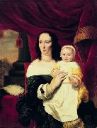 Ferdinand bol Portrait of Johana de Geer-Trip with daughter. oil on canvas